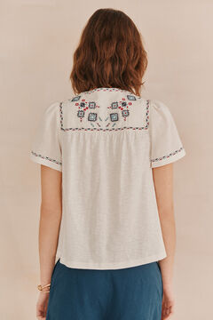 Hoss Intropia Malena. Camiseta com bordado étnico Ecru