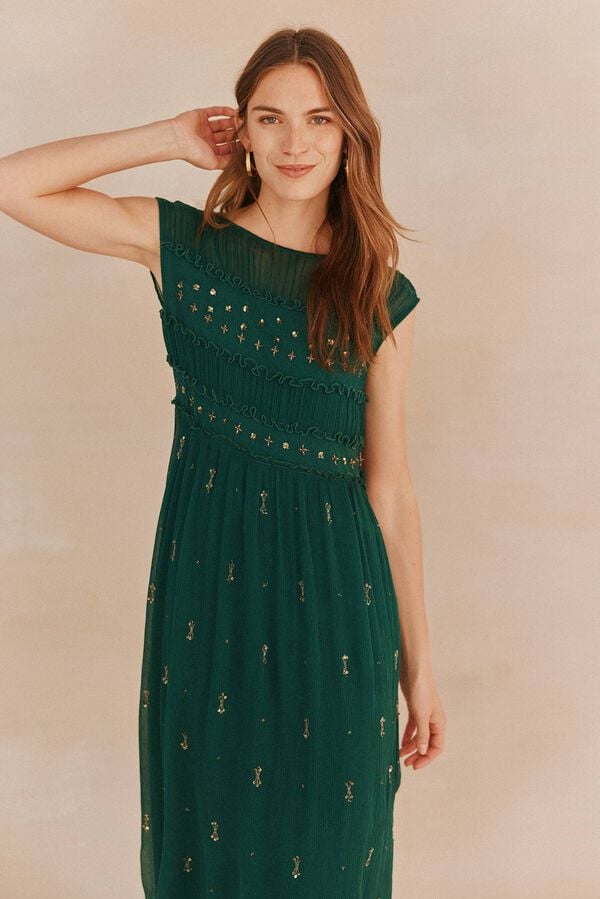 Hoss Intropia Luciana. Vestido con aplicaciones Verde