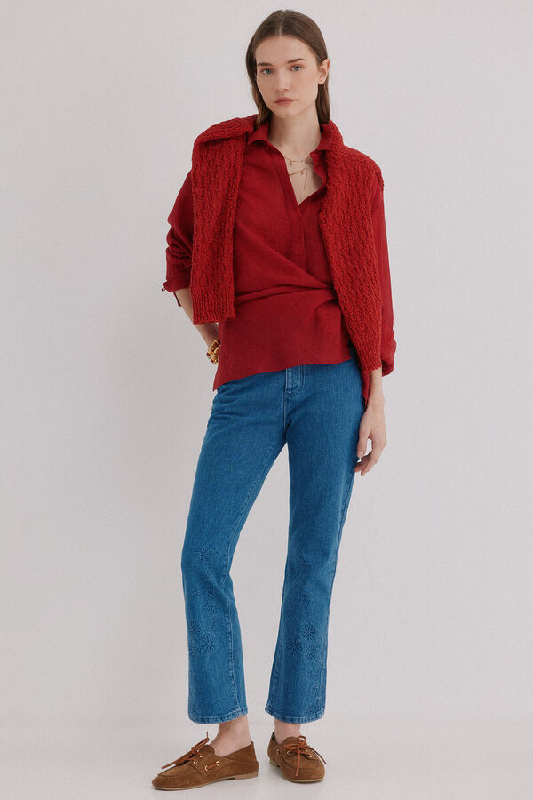 Hoss Intropia Bruna. Jeans bordados florais Azul