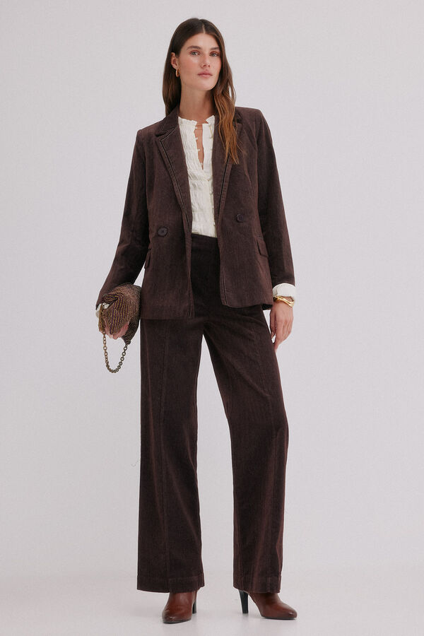 Hoss Intropia Esther. Blazer de veludo cotelê Castanho