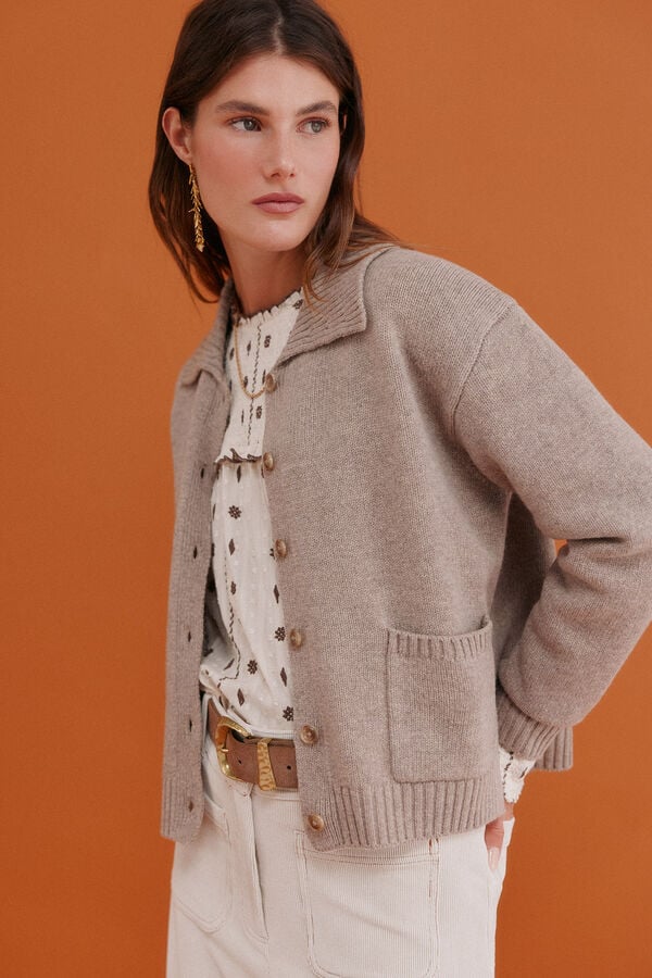 Hoss Intropia Itziar. Cárdigan con bolsillos Beige