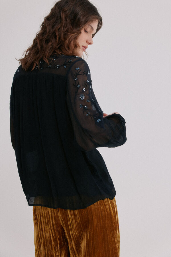 Hoss Intropia Claire. Blusa bordada Azul