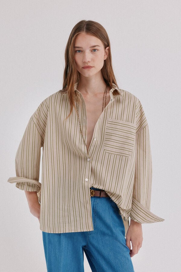 Hoss Intropia Corinna. Camisa de rayas Kaki