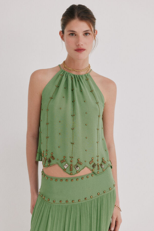 Hoss Intropia Clarisa. Blusa missangas Verde