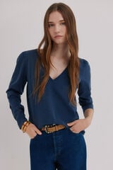 Hoss Intropia Mabel. T-shirt lavagem desbotada Azul