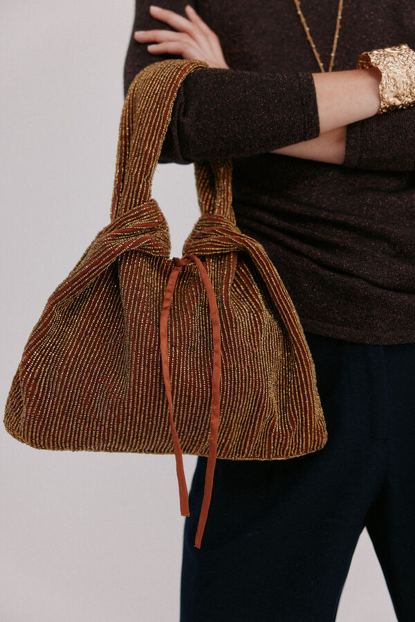 Hoss Intropia Nora. Bolsa de veludo com contas Castanho