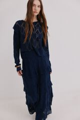 Hoss Intropia Renata. Falda midi tricot Azul marino