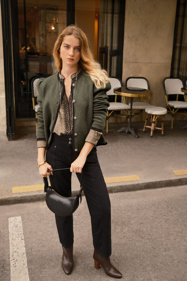 Hoss Intropia Omega. Jeans rectos con cortes Negro