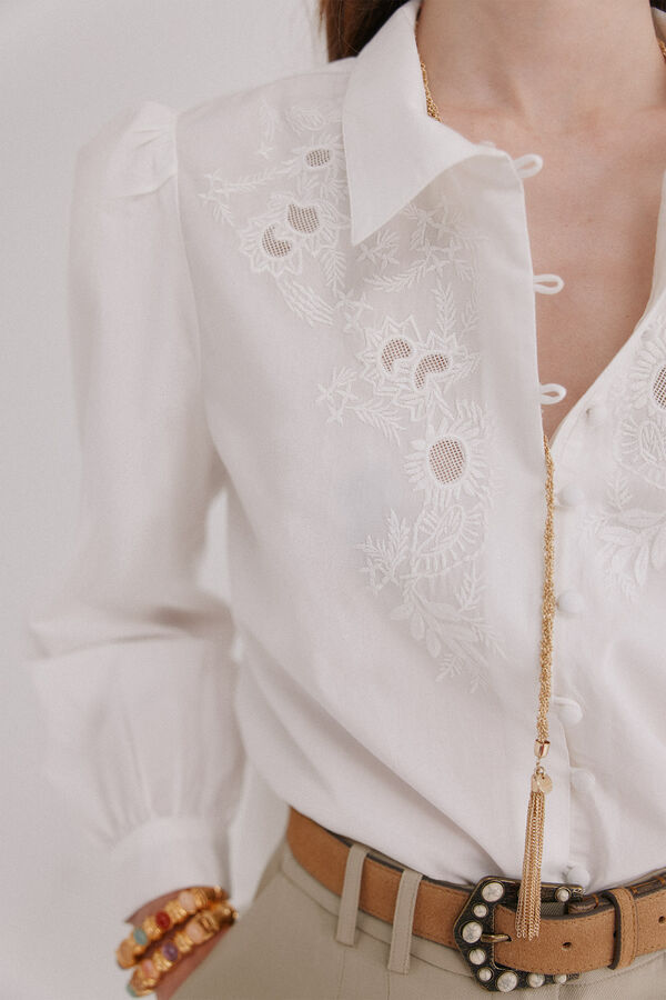 Hoss Intropia Carine. Blusa bordada Branco