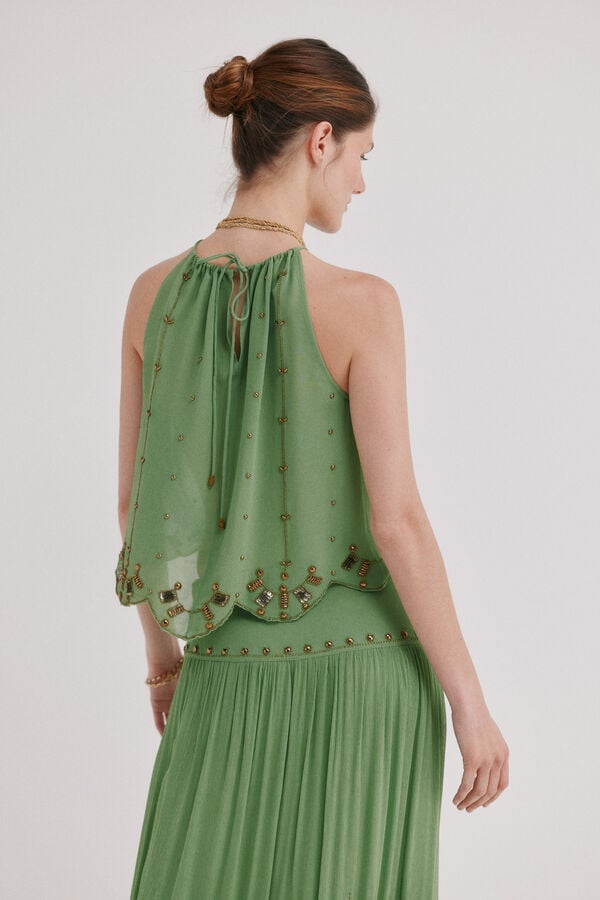Hoss Intropia Clarisa. Blusa missangas Verde