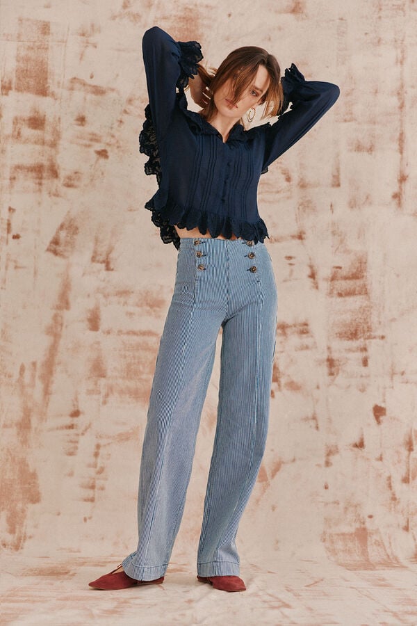 Hoss Intropia Caroline. Blusa cuello. Azul marino