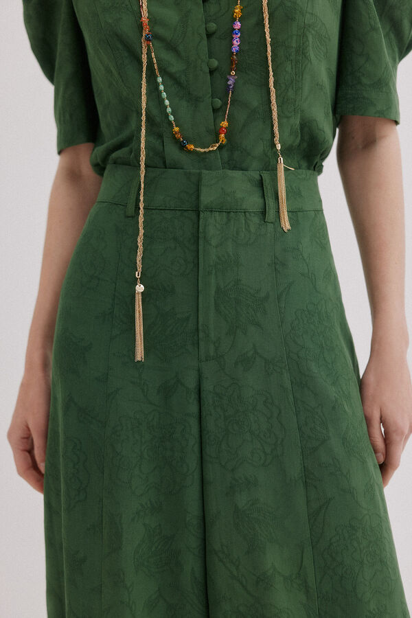 Hoss Intropia Patricia. Cal&ccedil;a em tecido jacquard Verde