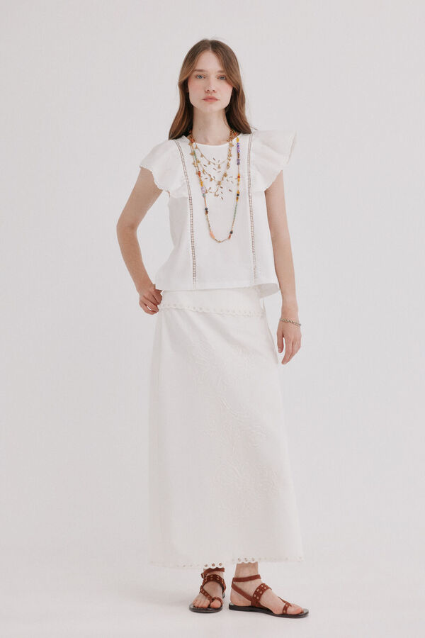 Hoss Intropia Mavie.T-shirt com folhos Branco
