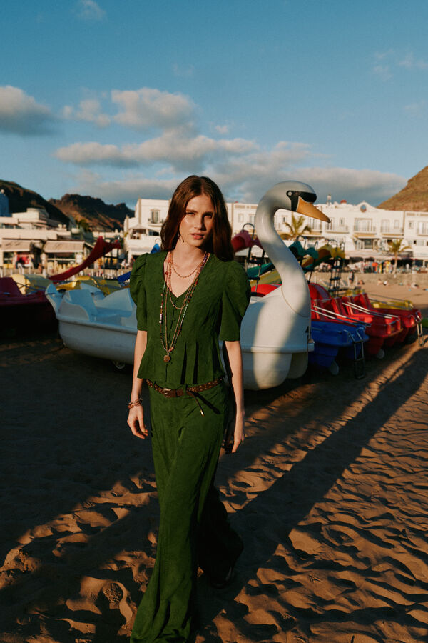 Hoss Intropia Patricia. Cal&ccedil;a em tecido jacquard Verde