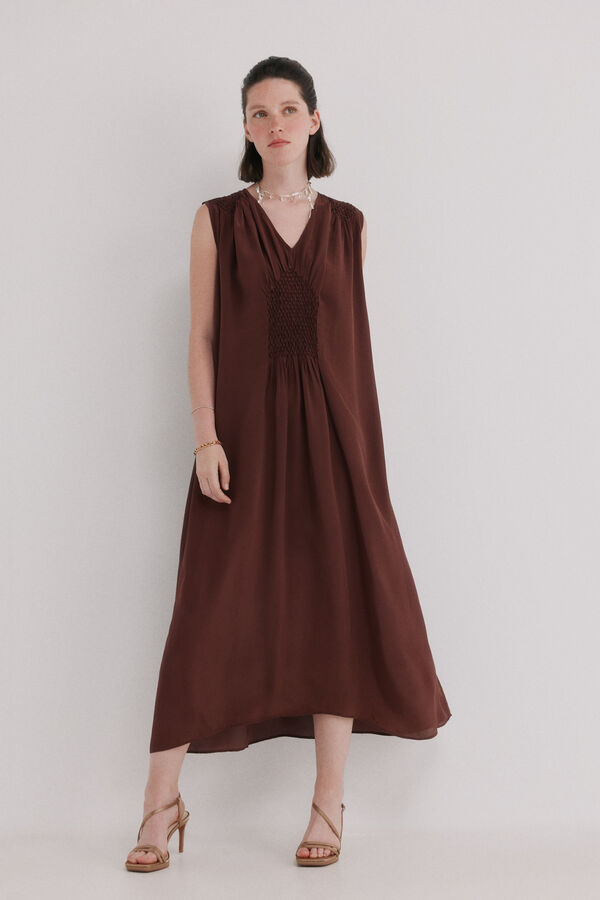 Hoss Intropia Aura. Vestido midi fluido Vermelho