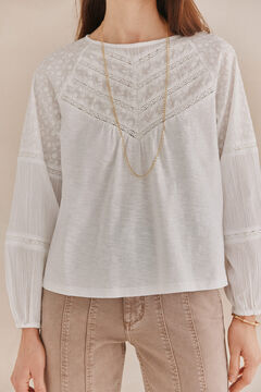 Hoss Intropia Fabiola. Camiseta tiras bordada.  Branco