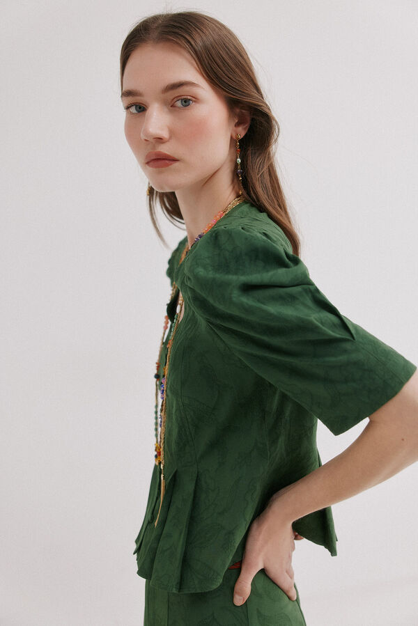 Hoss Intropia Casilda. Blusa rom&aacute;ntica entallada Kaki