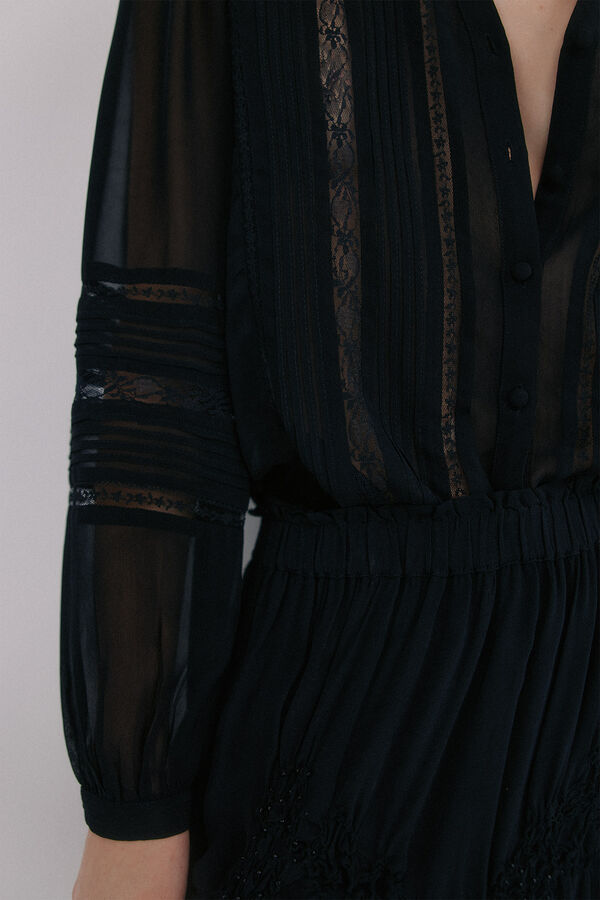 Hoss Intropia Candice. Blusa rom&acirc;ntica Preto