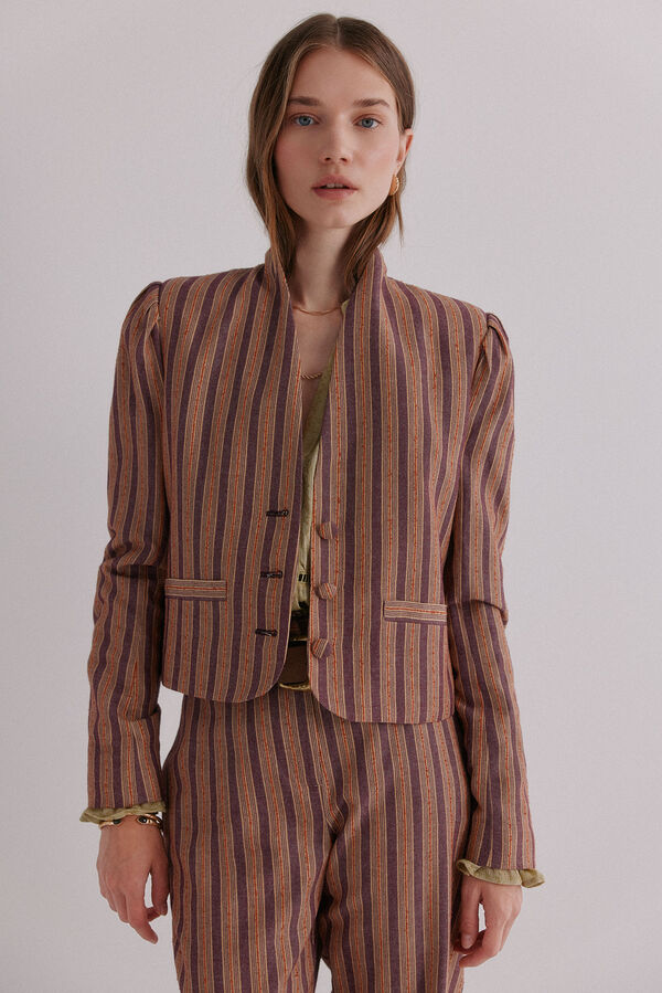 Hoss Intropia Edena. Chaqueta a rayas Marfil