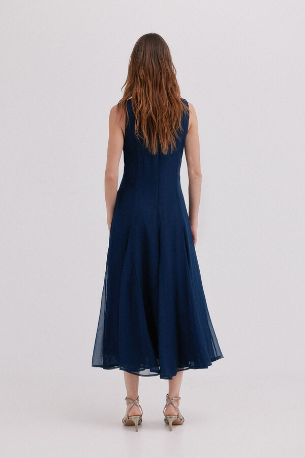 Hoss Intropia Althea. Vestido abalorios Azul marino