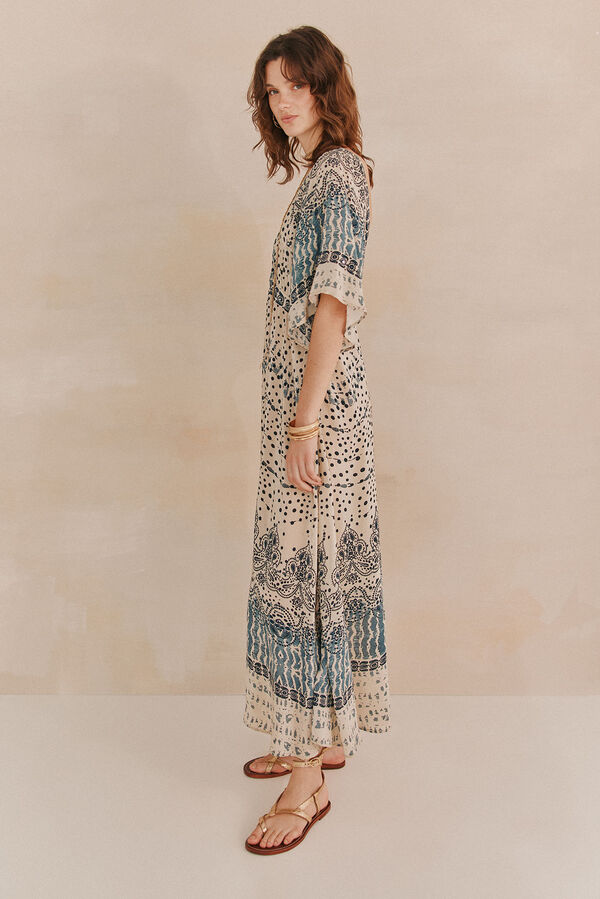 Hoss Intropia Amelia. Vestido bordado. Beige