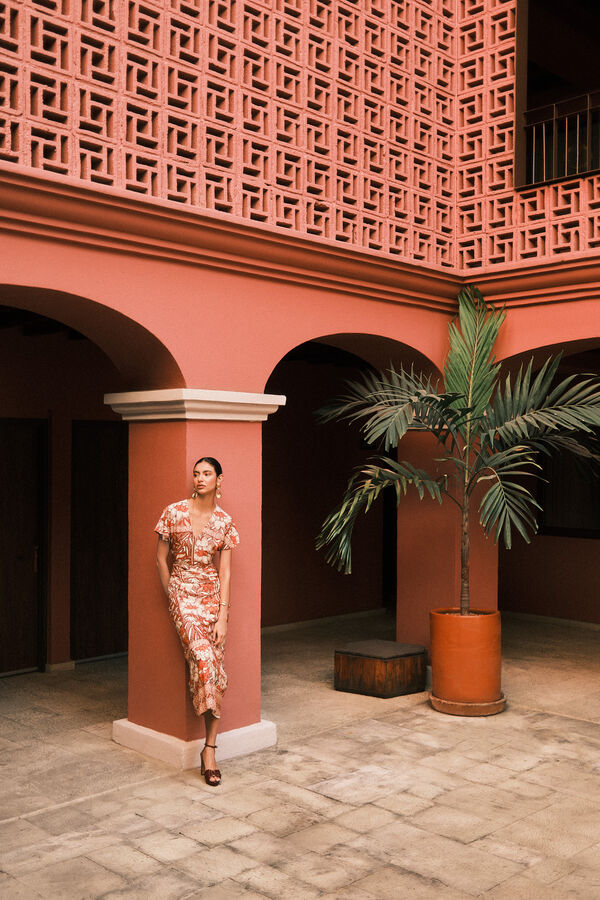 Hoss Intropia Alondra. Vestido estampado Estampado Naranja