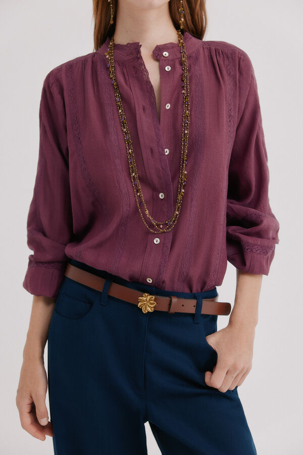 Hoss Intropia Cressa. Blusa com entremeios Roxo