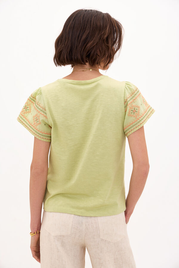 Hoss Intropia Taylor. T-shirt de algodão com bordados Verde