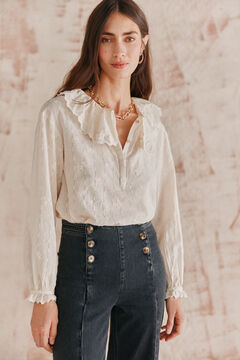 Hoss Intropia Reyes. Blusa cuello maxi. Marfil