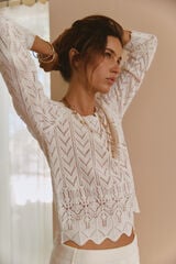 Hoss Intropia Ivy. Camisola em malha ajurada Branco