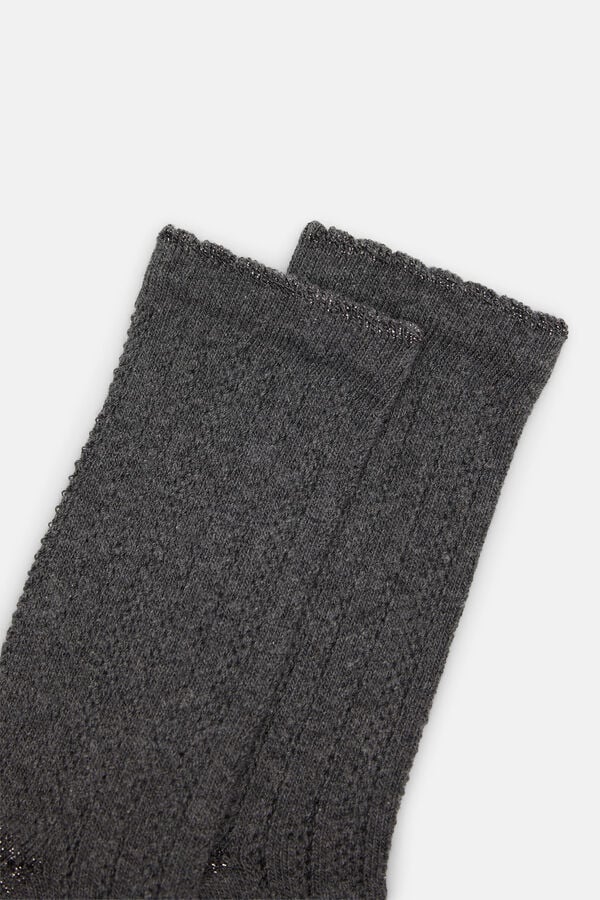 Hoss Intropia Lavinia. Meias rendadas com lurex Cinzento