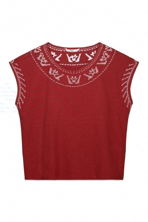Hoss Intropia Mabel. Camiseta bordada rojo