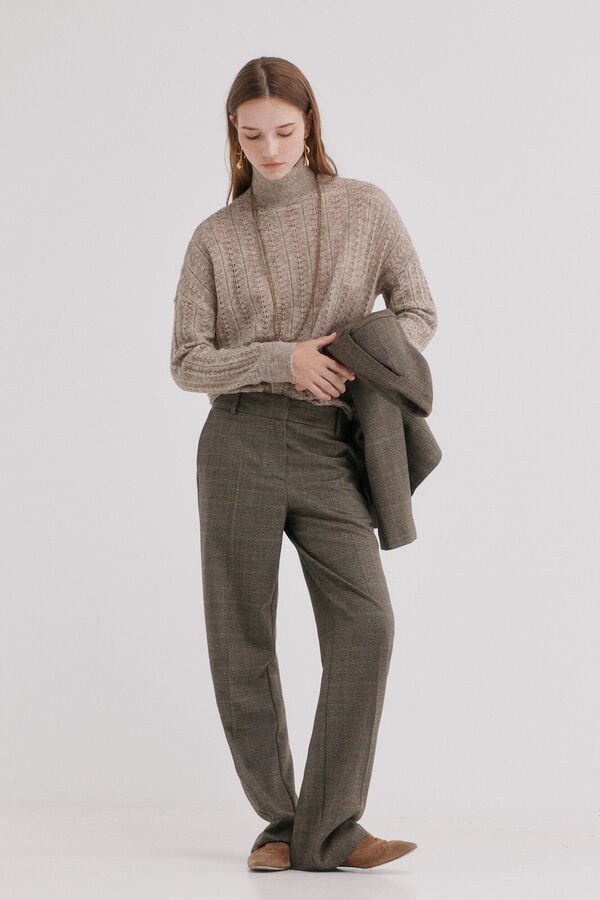 Hoss Intropia Pruna.Pantal&oacute;n cuadros Verde oscuro