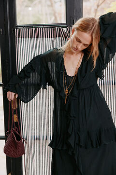 Hoss Intropia Laura. Vestido volantes midi. Verde