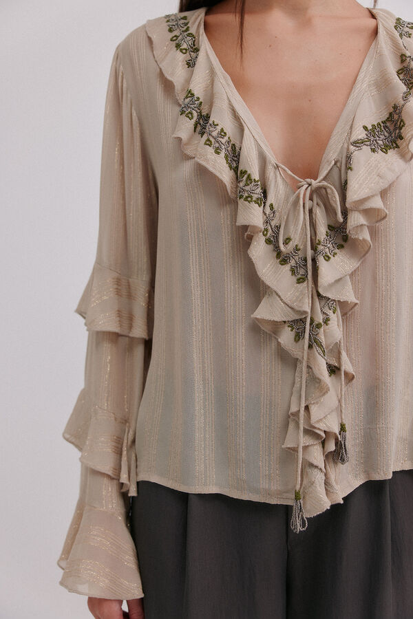 Hoss Intropia Clotilde. Blusa romántica Gris