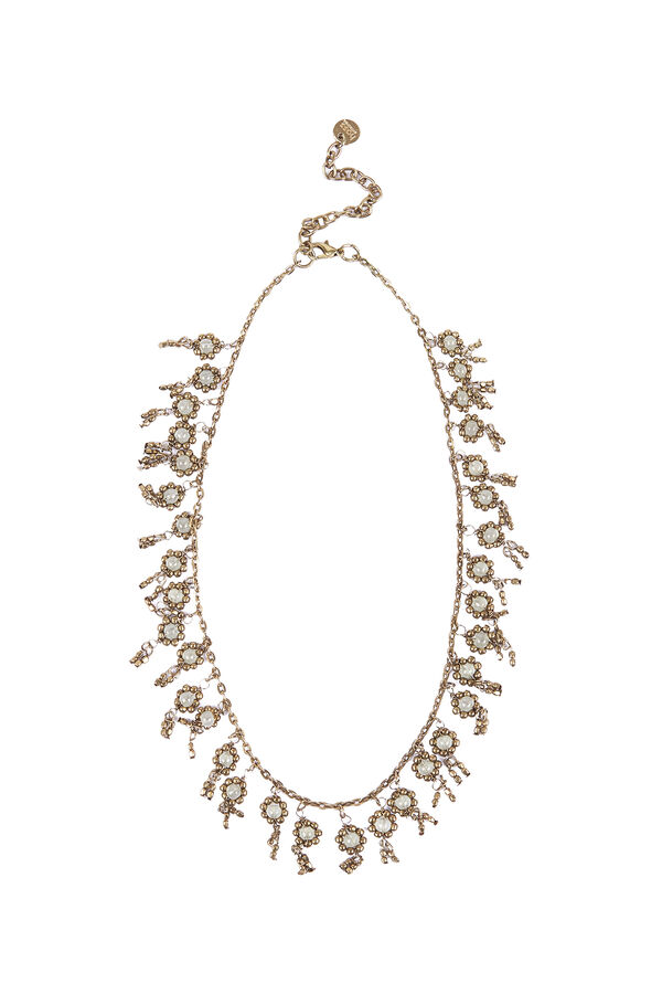 Hoss Intropia Lubna. Colar curto flores banhado a ouro Dourado