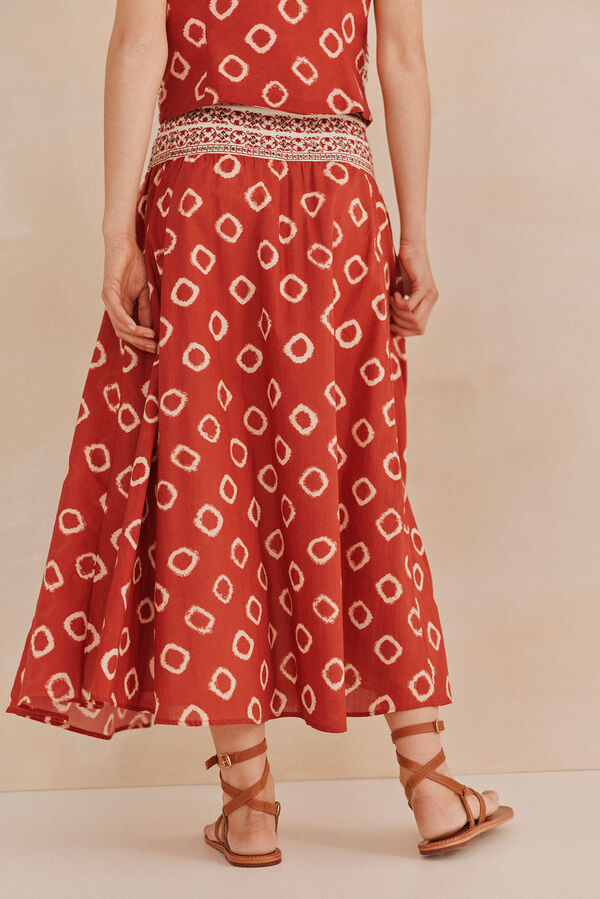 Hoss Intropia Romina. Falda estampada rojo