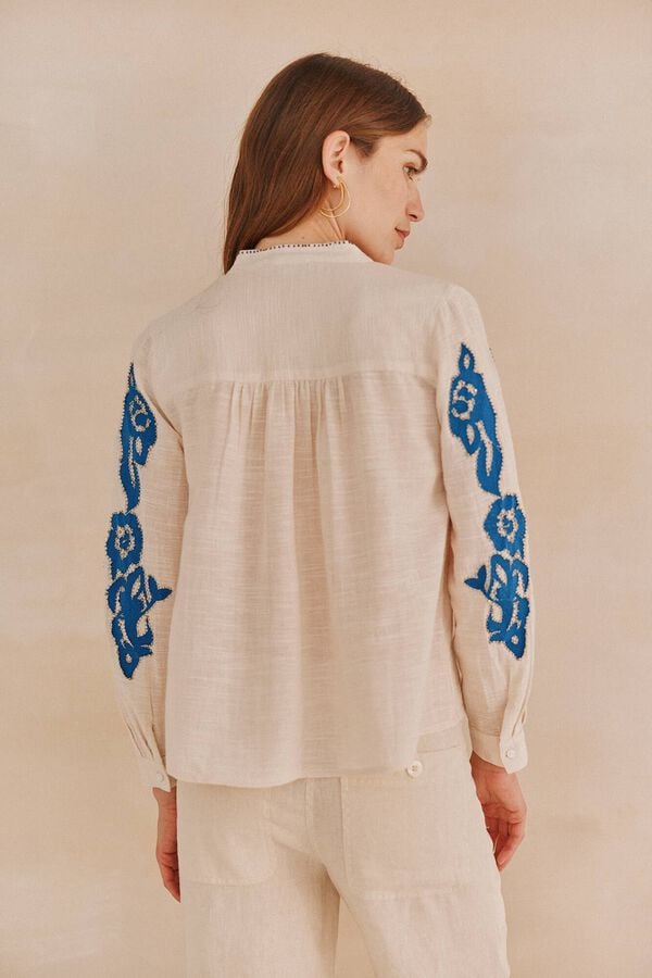 Hoss Intropia Cloé. Camisa bordada. Ecru