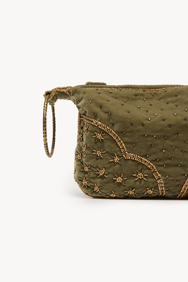 Hoss Intropia Nadia. Bolsa de veludo e miçangas Verde