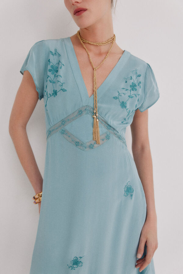 Hoss Intropia Ainhoa. Vestido bordado Azul