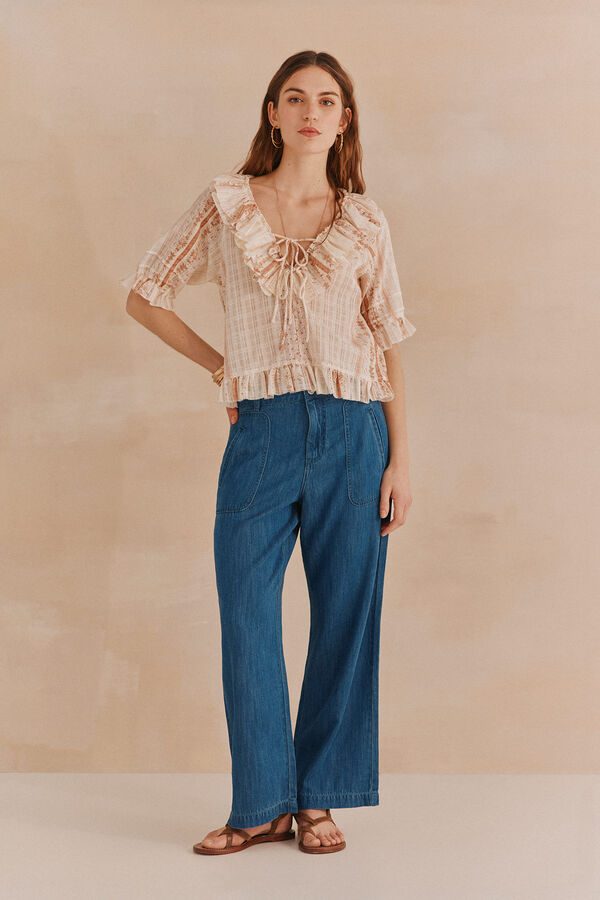 Hoss Intropia Paris. Calça tencel Azul
