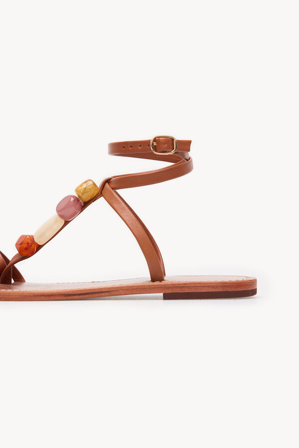 Hoss Intropia Maider. Sandalias de piel piedras Marron
