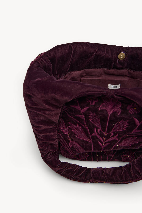 Hoss Intropia Nuria. Bolso hobo terciopelo bordado Marron