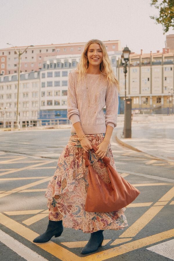 Hoss Intropia Nuria. Saco terciopelo grabado Marron