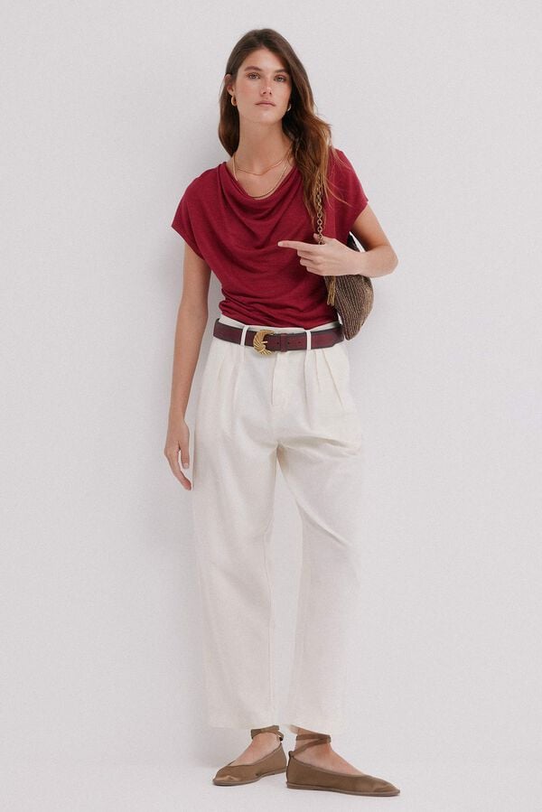 Hoss Intropia Philippa. Pantalones con pliegues Marfil