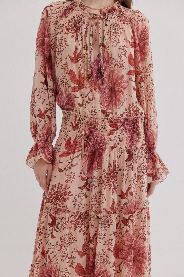 Hoss Intropia Amira. Vestido largo flu&iacute;do Estampado granate