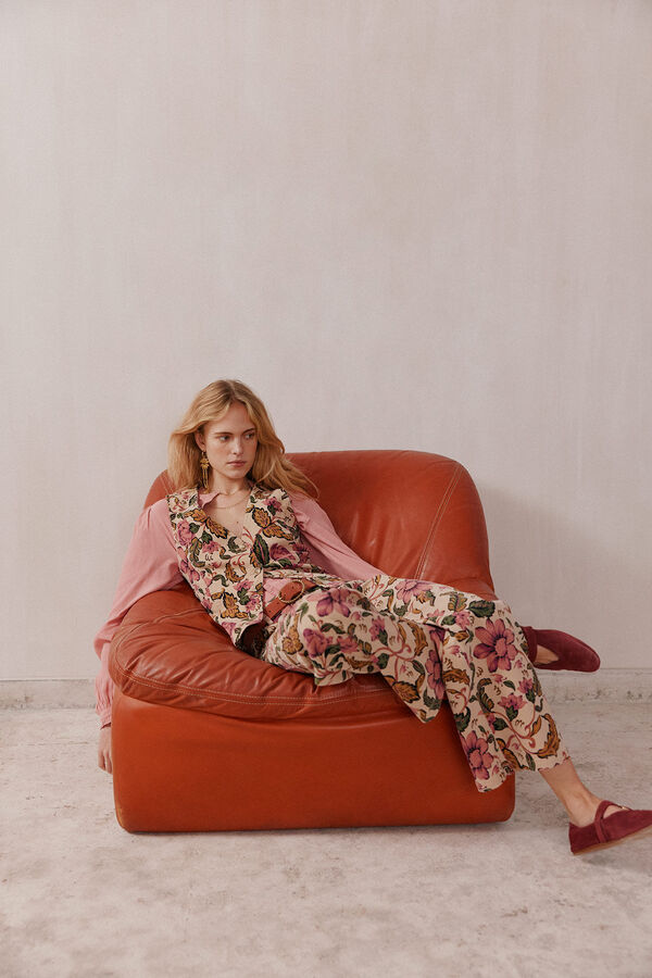 Hoss Intropia Priscila. Pantalones estampados Marfil
