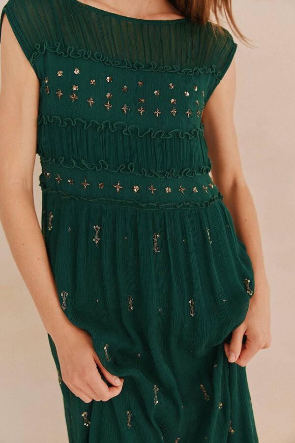 Hoss Intropia Luciana. Vestido con aplicaciones Verde