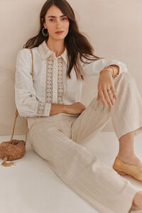 Hoss Intropia Petra. Pantalones pinza Marfil