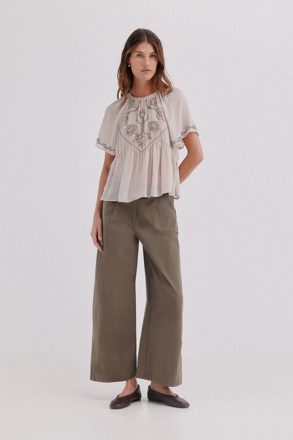Hoss Intropia Pietra.Pantal&oacute;n pinzas Kaki